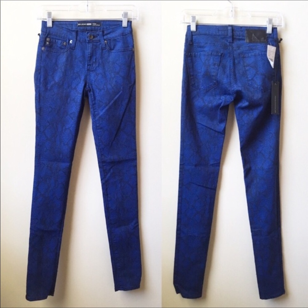 NWT Big Star snake print blue skinny jeans